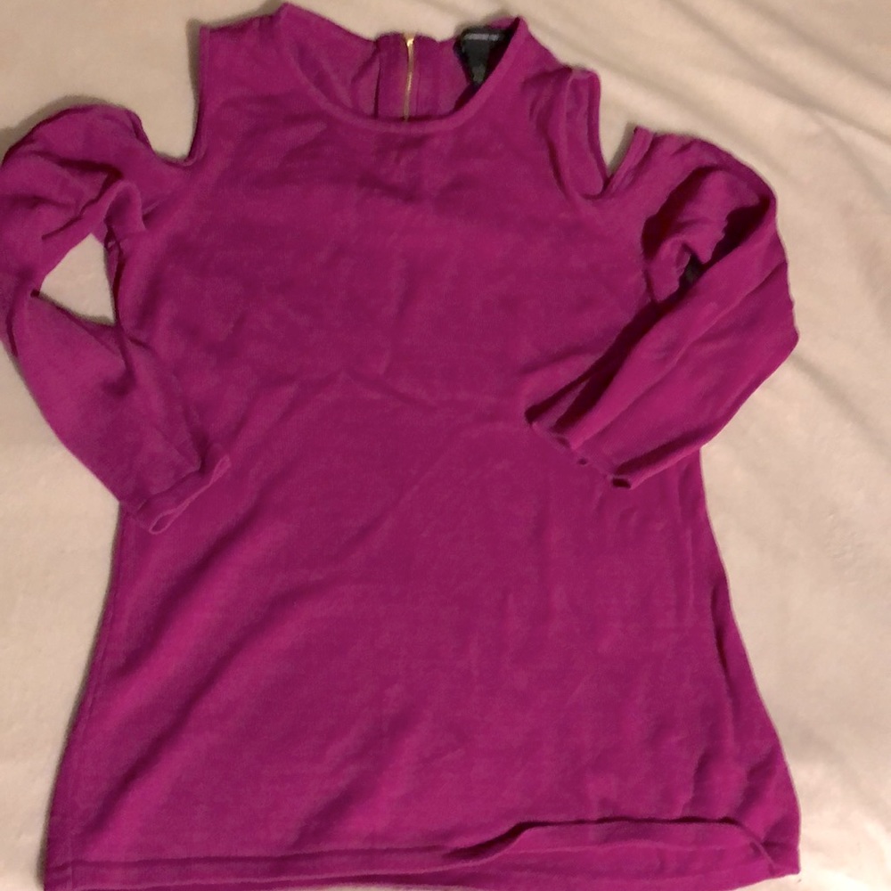 Hot pink cold shoulder sweater